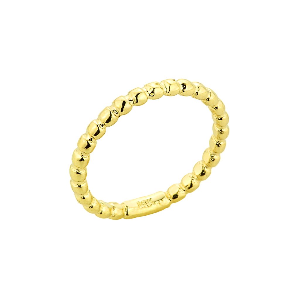 14k Yellow Gold Beaded Knuckle Ring for Women - Modern & Contemporary Mid Finger Ring - Perfect for Everyday Wear, Parties & Special Occasions