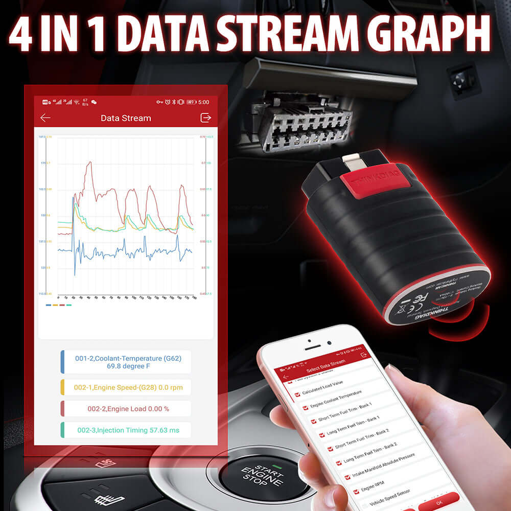 THINKCAR ThinkDiag Bidirectional Bluetooth OBD2 Scanner for Car Diagnostics - Check Engine Light, Read & Clear Codes, Live Data - Compatible with Android & iOS (Great for Mechanics & DIY Car Repairs)