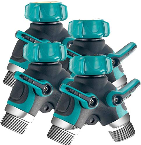 2024 Upgraded Metal Garden Hose Splitter - 2 Way Y Hose Connector with 3/4
