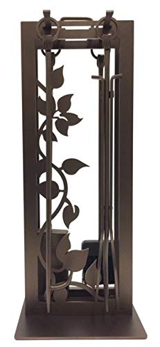 Premium Solar Bronze Fireplace Tool Set - Heavy Duty Fireplace Tools with Stand for Indoor & Outdoor Use - Perfect for Fireplace, Fire Pit, and Wood Stove Maintenance