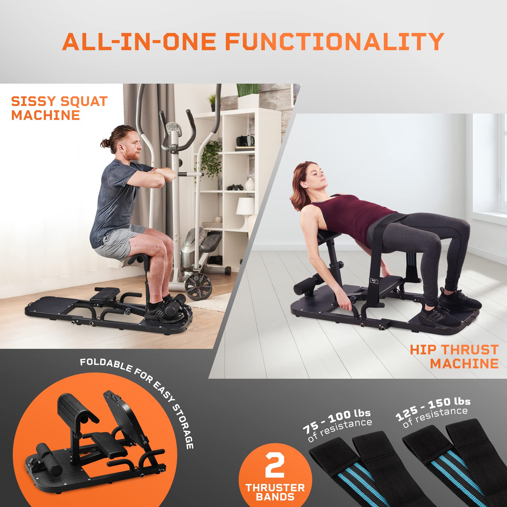 LifePro GluteBlast Hip Thrust Machine - Premium Home Gym Equipment for Glutes, Hips & Thighs with Resistance Bands - Squat & Glute Workout Bench for Strength Training | Perfect for Home Workouts, Booty Building & Leg Day Exercises
