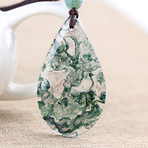 Hand Carved Water Chalcedony Jade Pendant Necklace - Natural Gemstone Lucky Blessing Jewelry for Women - Perfect for Meditation, Spiritual Healing & Everyday Elegance