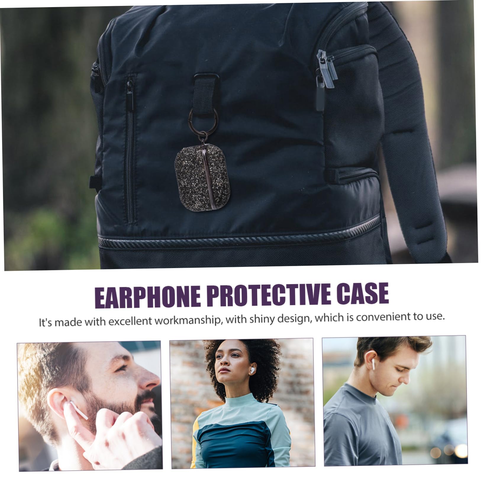 Veemoon Durable Rhinestone Earphone Case - Protective Cover for Wireless Earbuds with Stylish Crystal Design | Perfect for AirPods, Galaxy Buds & More | Gym, Travel & Daily Use Accessory
