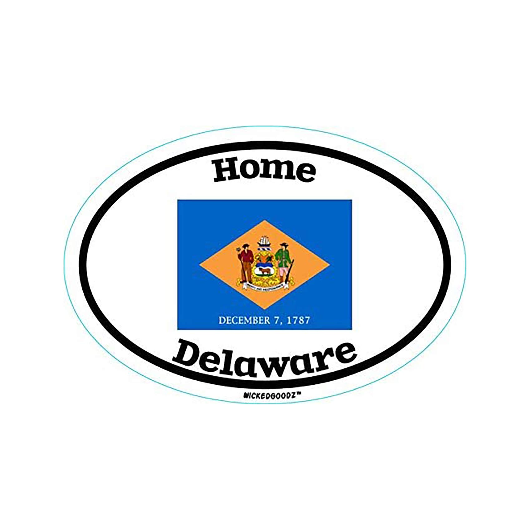 Delaware State Flag Vinyl Decal Sticker - Oval Shape Home & Car Decoration - Perfect for Bumpers, Windows, Laptops, and DIY Projects