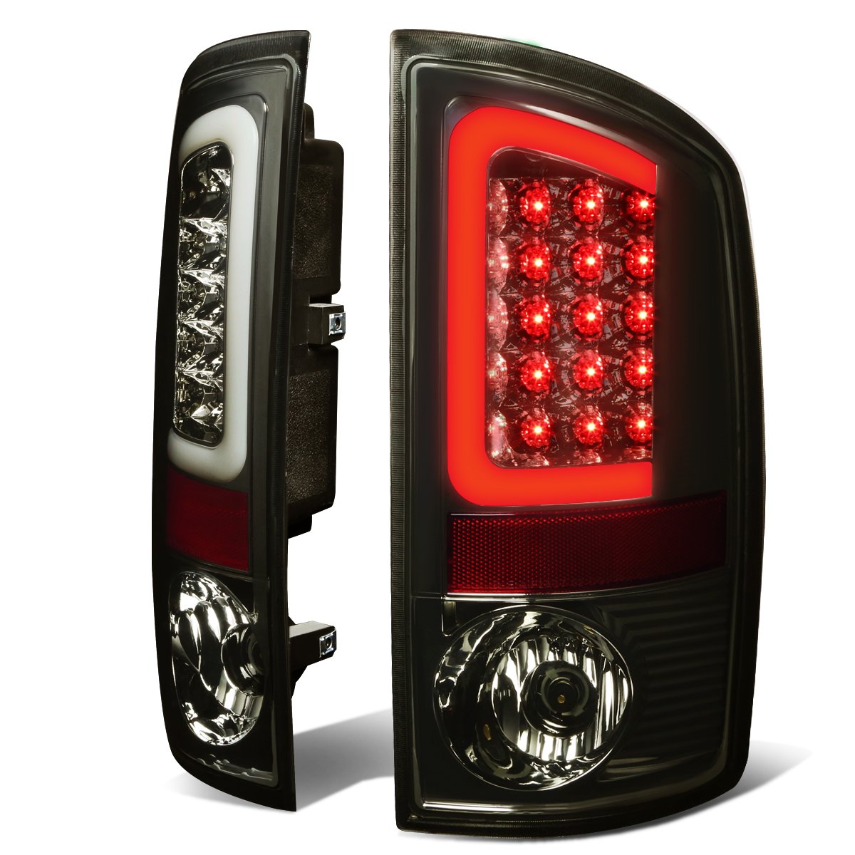 Auto Dynasty 3D LED Tail Lights Brake Lamps for Dodge Ram 1500/2500/3500 (2002-2006) - Smoked Lens Chrome Housing - Left & Right Side - Enhanced Visibility & Style for Night Driving & Off-Road Adventures