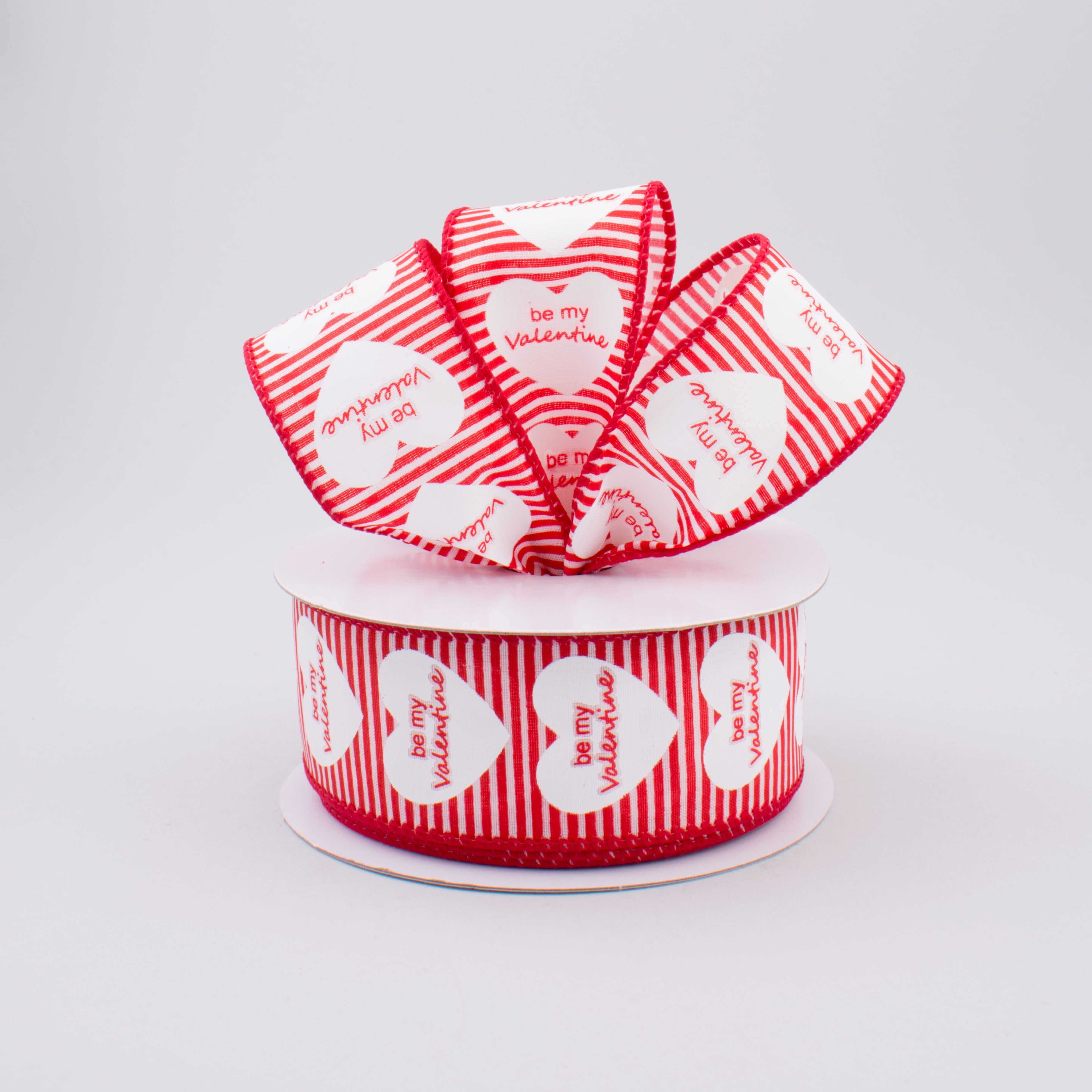 1.5 Inch Red & White Striped Valentine's Day Ribbon - 10 Yards Bulk Roll for Gift Wrapping, DIY Crafts, Party Decorations & Wedding Favors