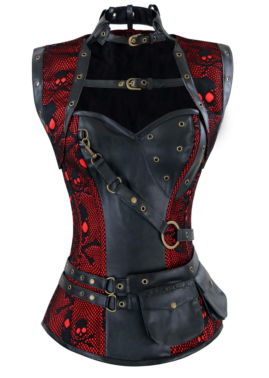 Charmian Women's Steampunk Corset Top - Spiral Steel Boned Vintage Bustier for Gothic Lolita, Cosplay & Victorian Fashion Outfits