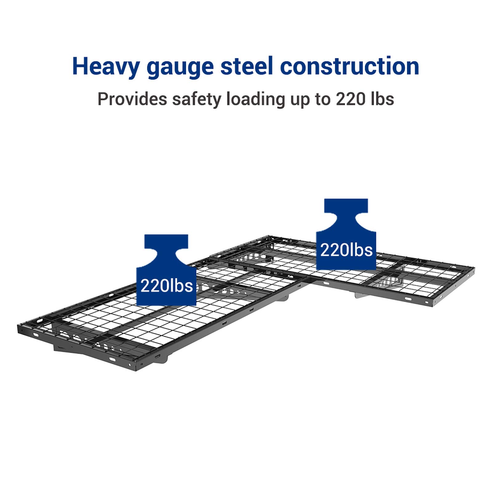 FLEXIMOUNTS 2 Pack 2x4ft Corner Wall Shelves - Heavy Duty Garage Storage Rack, 24x48 Inch Floating Shelves with 440lbs Total Weight Capacity, Black - Perfect for Garage, Basement, Workshop & Home Organization