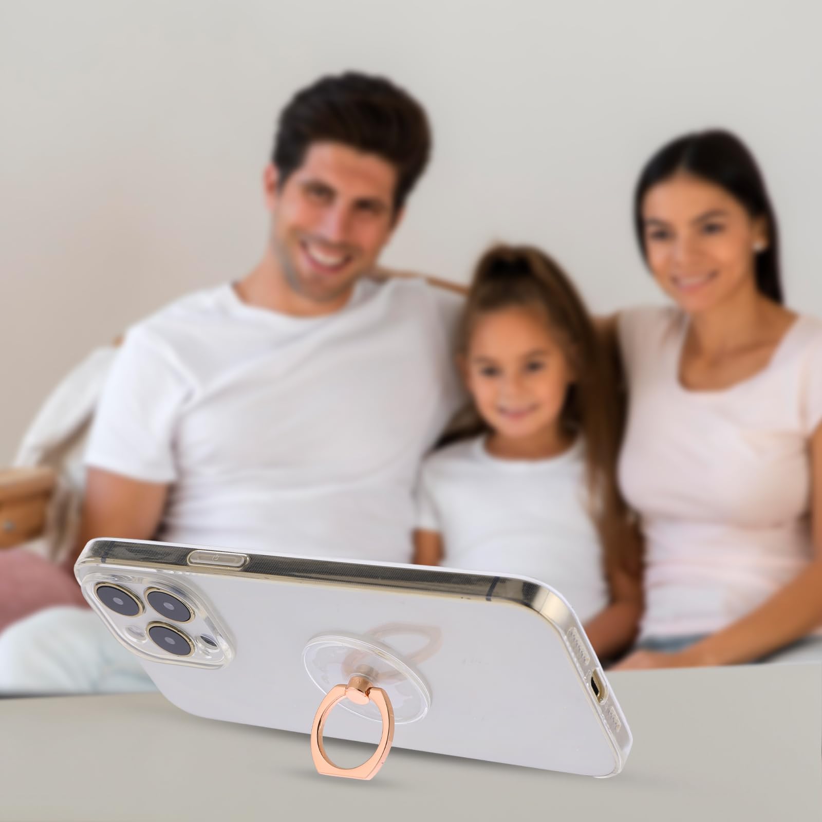 360° Rotating Transparent Phone Ring Holder - Finger Kickstand Grip for Cell Phones & Tablets (Rose Gold) | Perfect for Hands-Free Viewing, Secure Grip & Multi-Angle Adjustments