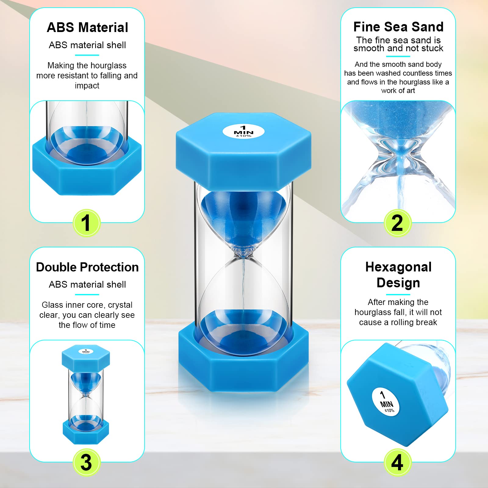 Yunsailing 9-Pack Colorful Sand Timer Set - 1/2/3/5/10/15/20/30/60 Minute Hourglass for Kids, Classroom, Home & Office | Visual Time Management Tool for Brushing Teeth, Cooking, Games & Productivity