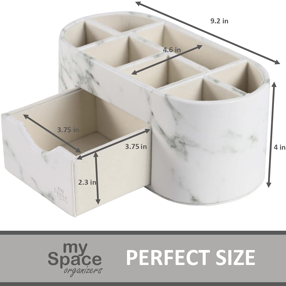 Elegant Marble Desk Organizer for Office & School Supplies - Stylish Pencil & Pen Holder with Faux Leather - Perfect for Home, Office, College & Dorm Organization - Ideal for Decluttering Desks & Boosting Productivity