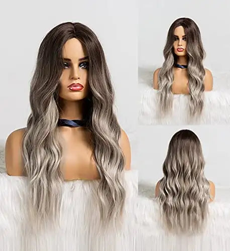 Long Wavy Synthetic Wig with Natural Center Part - Perfect for Cosplay, Halloween, and Daily Fashion Styling