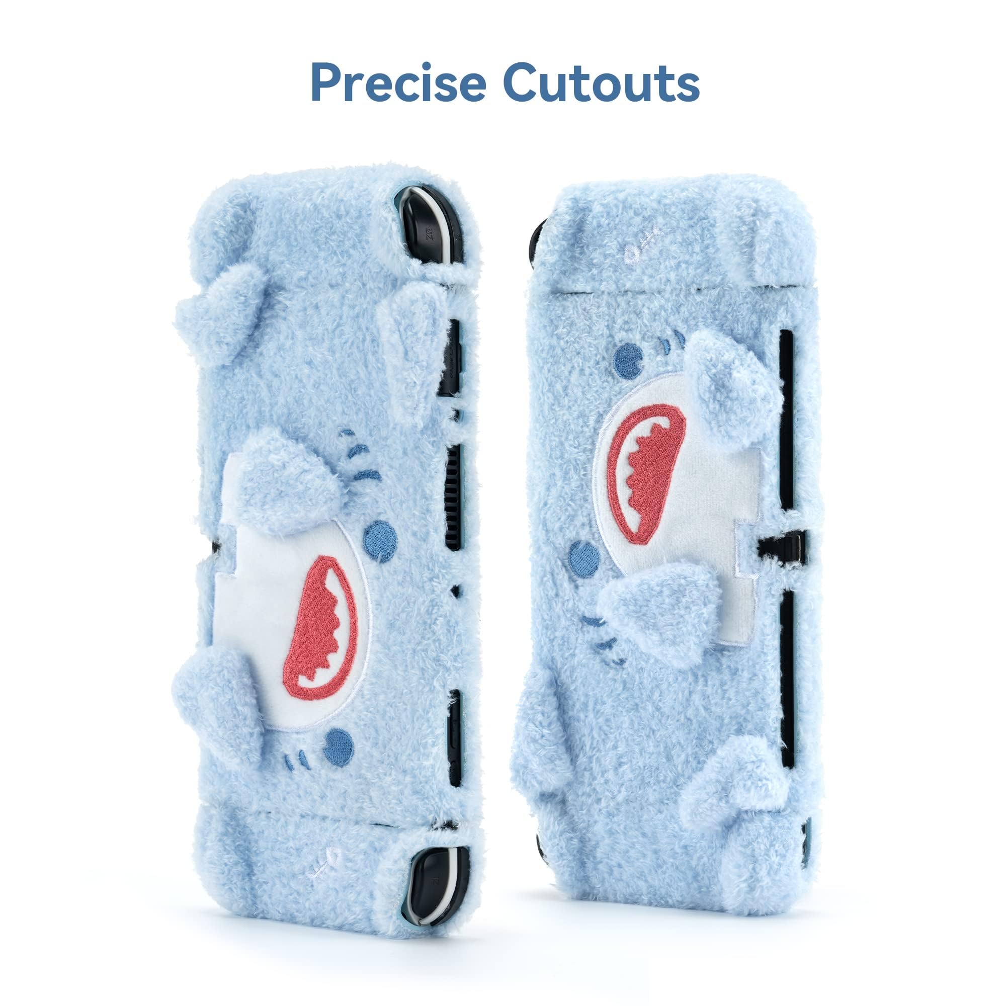 GeekShare Cute Plush Protective Case Cover for Nintendo Switch OLED Model - Shock-Absorption, Anti-Scratch Soft Shark Skin Case - Perfect for Gaming, Travel & Home Decor