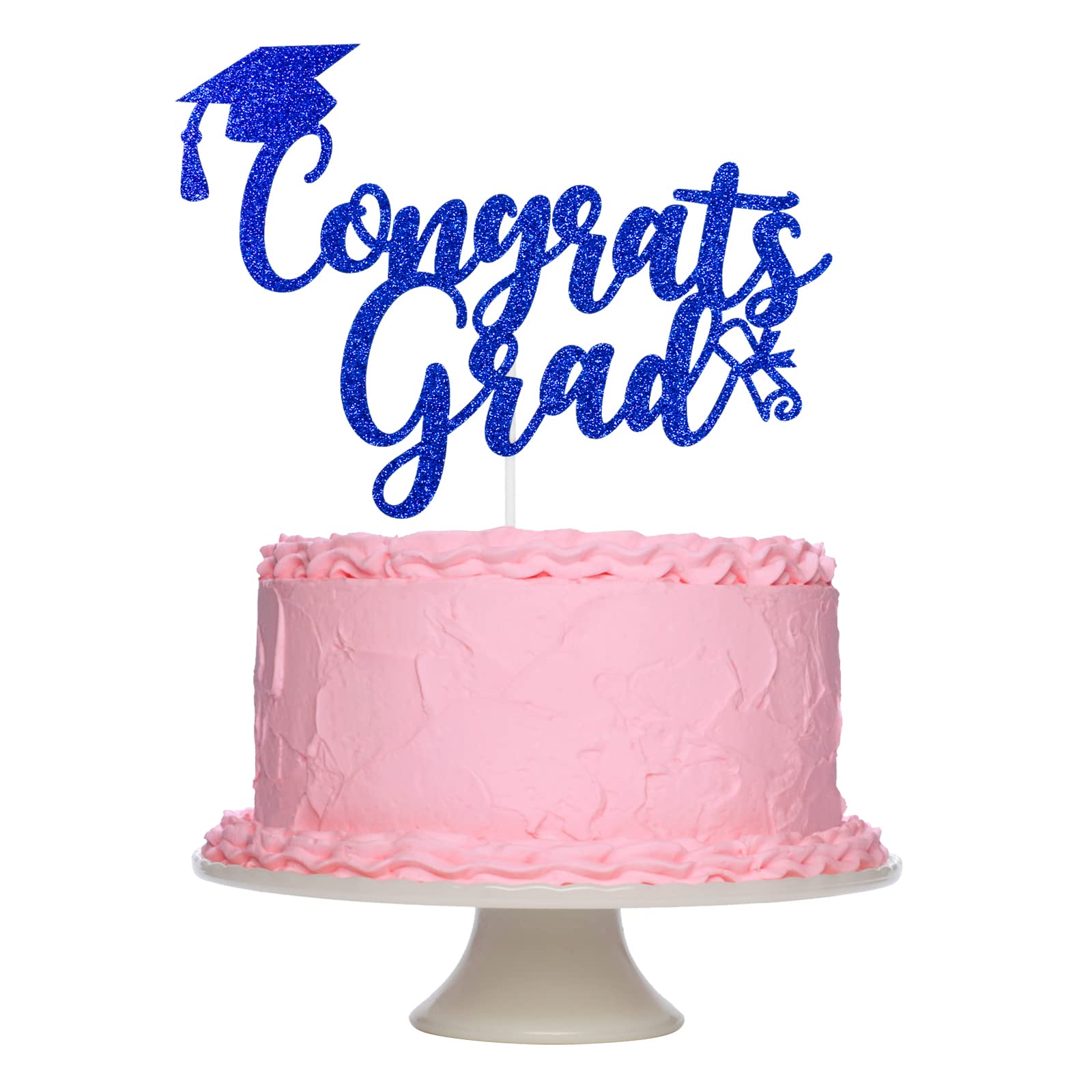 Blue Glitter Graduation Cake Topper 2023 - Congrats Grad Cake Decorations for Graduation Party, Commencement, and Celebration - Perfect for High School, College, and University Graduates