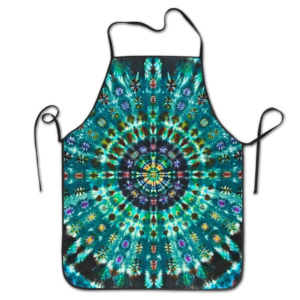 KOiomho Unique Tie Dye Art Durable Overlock Cooking Apron - Adjustable Washable Chef Apron for Women & Men - Perfect for Kitchen, BBQ, Baking & Crafting