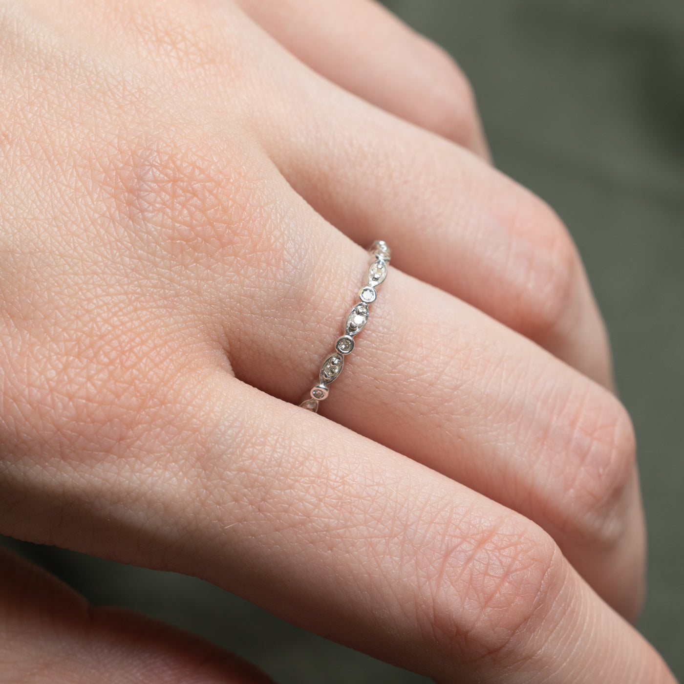 14K Gold Eternity Marquise Diamond Band Ring - 0.10ctw Total Weight - Size 6.75 - Perfect for Anniversary Gifts, Wedding Bands & Special Occasions