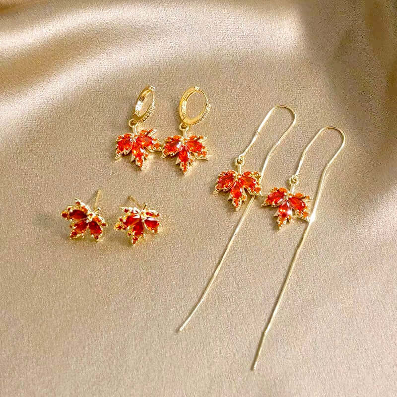 14K Gold Plated Maple Leaf Earrings for Women - Elegant Dangle Drop Earrings for Everyday Wear | Perfect Gift for Birthday, Anniversary & Mother's Day | GS040