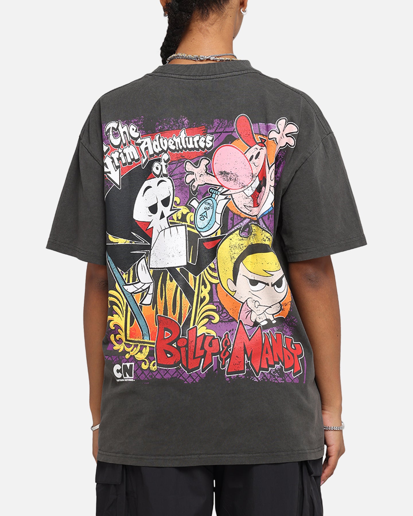 Cartoon Network Grim Adventures Heavy Cotton T-Shirt - Black Wash | Vintage American Thrift Style | Perfect for Casual Wear, Cosplay & Fan Merchandise
