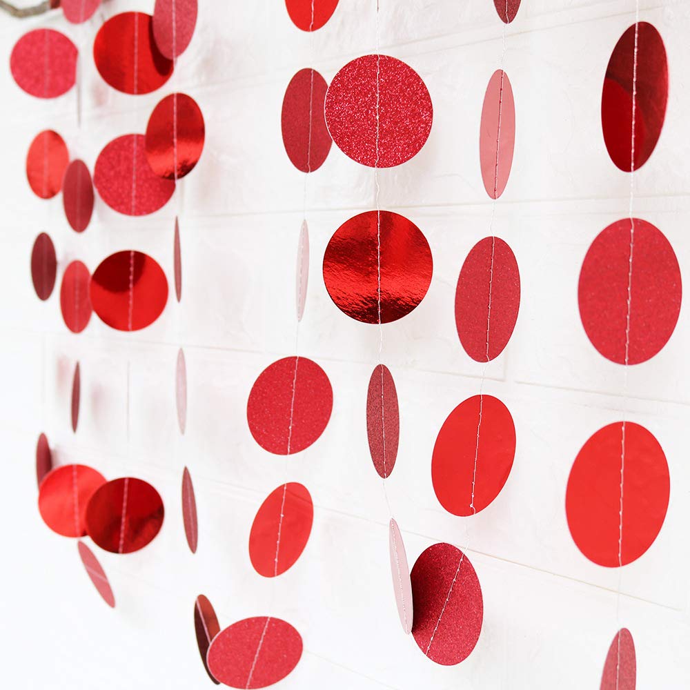 Flairs New York Happy Birthday String Decorations - Red Glitter Polka Dot Party Banner (Pack of 1) | Perfect for Birthday Parties, Baby Showers & Festive Celebrations
