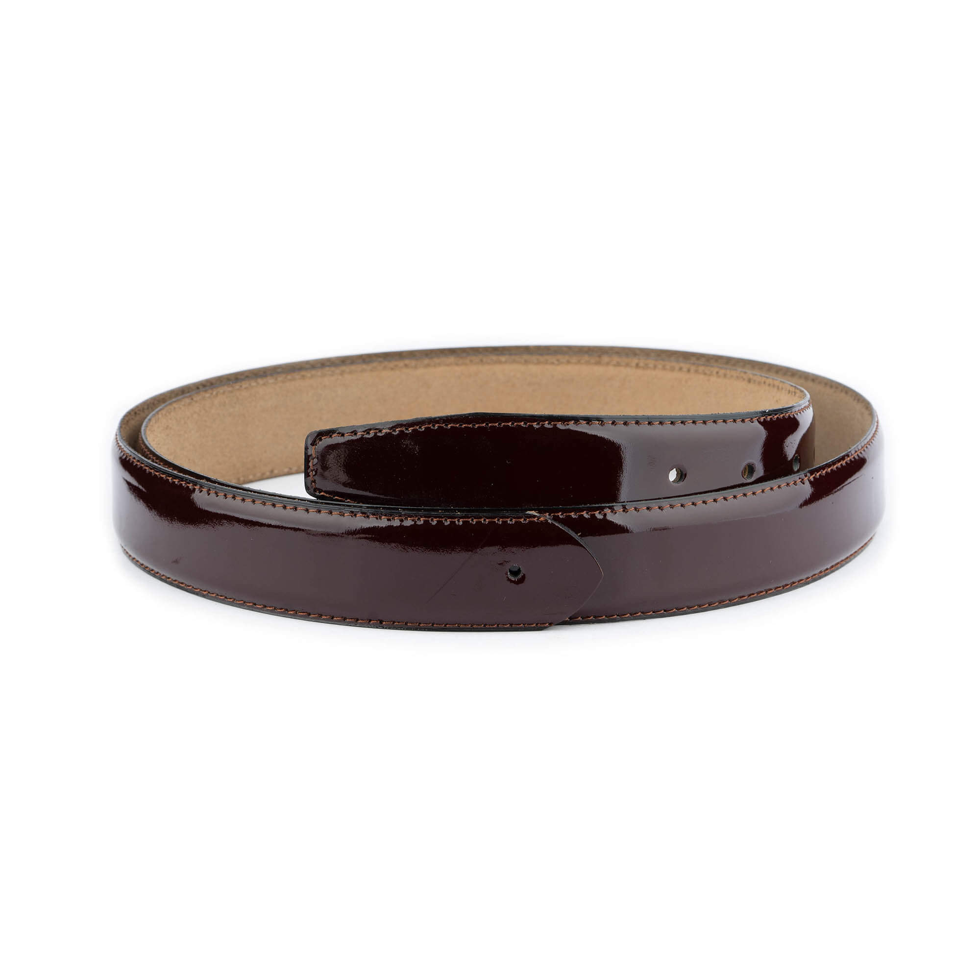 Genuine Burgundy Patent Leather Belt Strap Replacement for Cartier Men's Buckle | Classic Dress Belt for Formal Wear & Business Attire