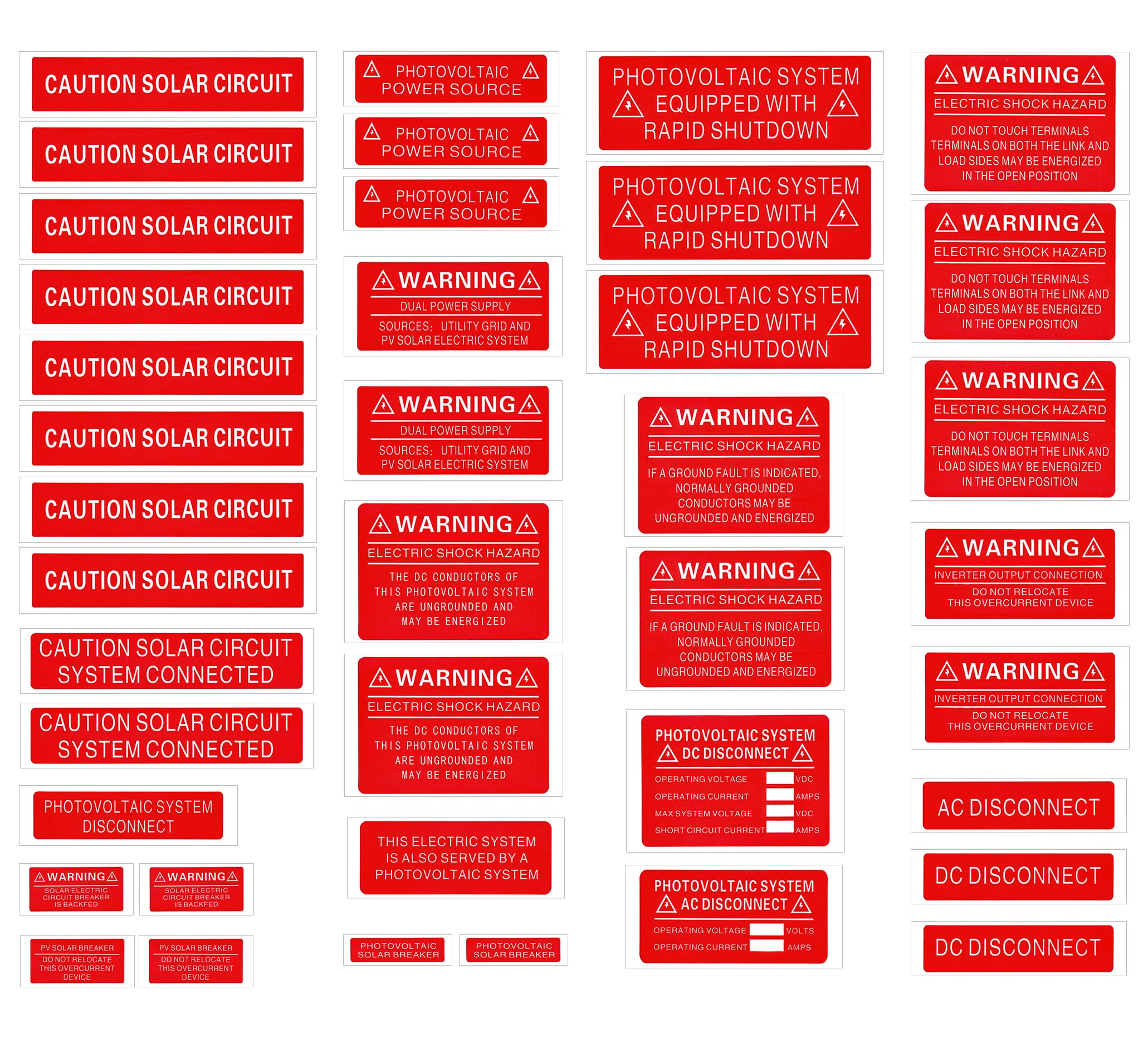40 Pcs Durable PV Labels for Solar Panel Systems | Waterproof Solar Stickers for Residential & Commercial Photovoltaic Projects | PV Safety Warning Labels | Ideal for Solar Installations, Maintenance & Compliance