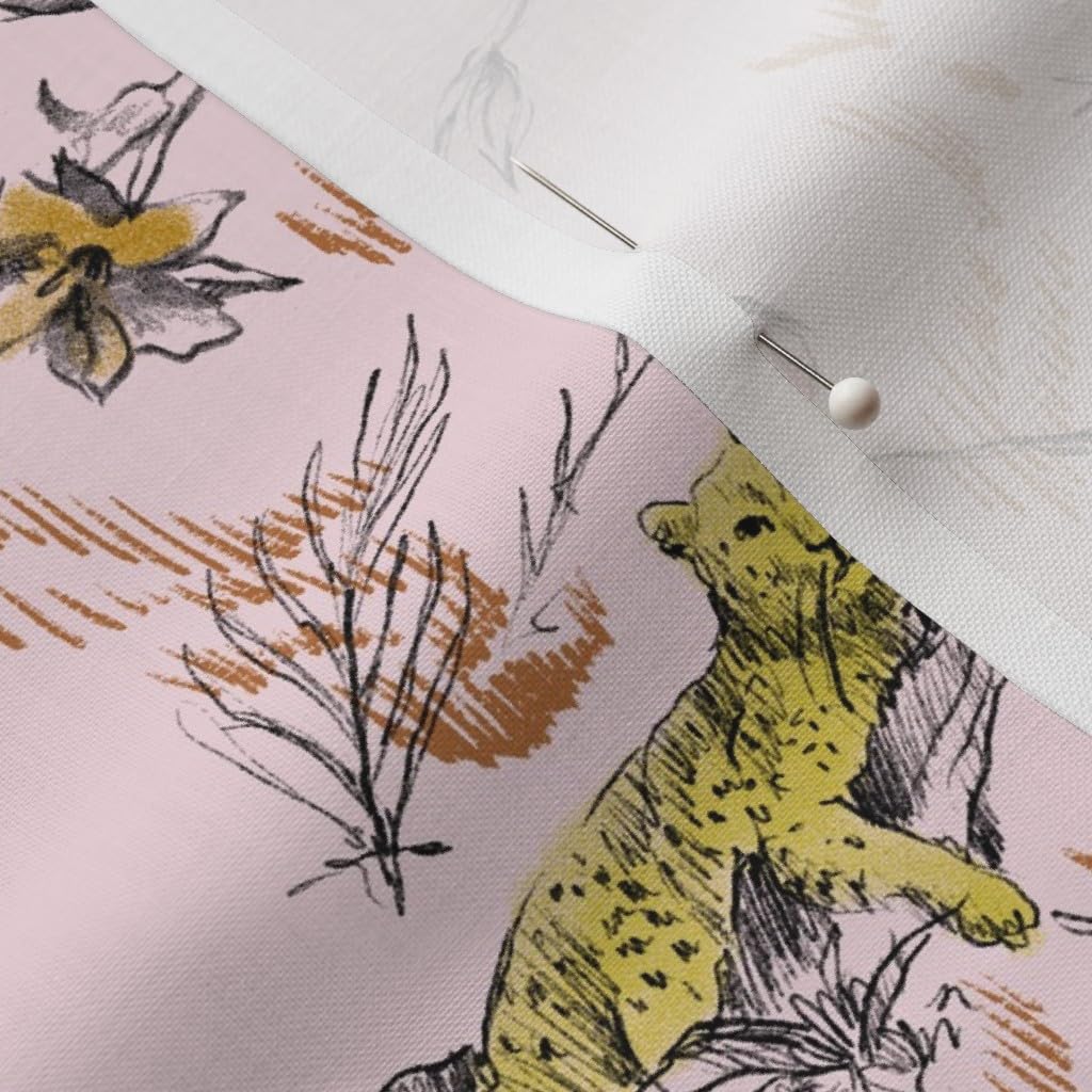 Pink Chinoiserie Monkey Sloth Tiger Cheetah Jungle Tropical Animal Print Petal Signature Cotton Fabric by The Yard - Perfect for Sewing, Quilting, Apparel, Crafts & Home Decor | Spoonflower Premium Fabric