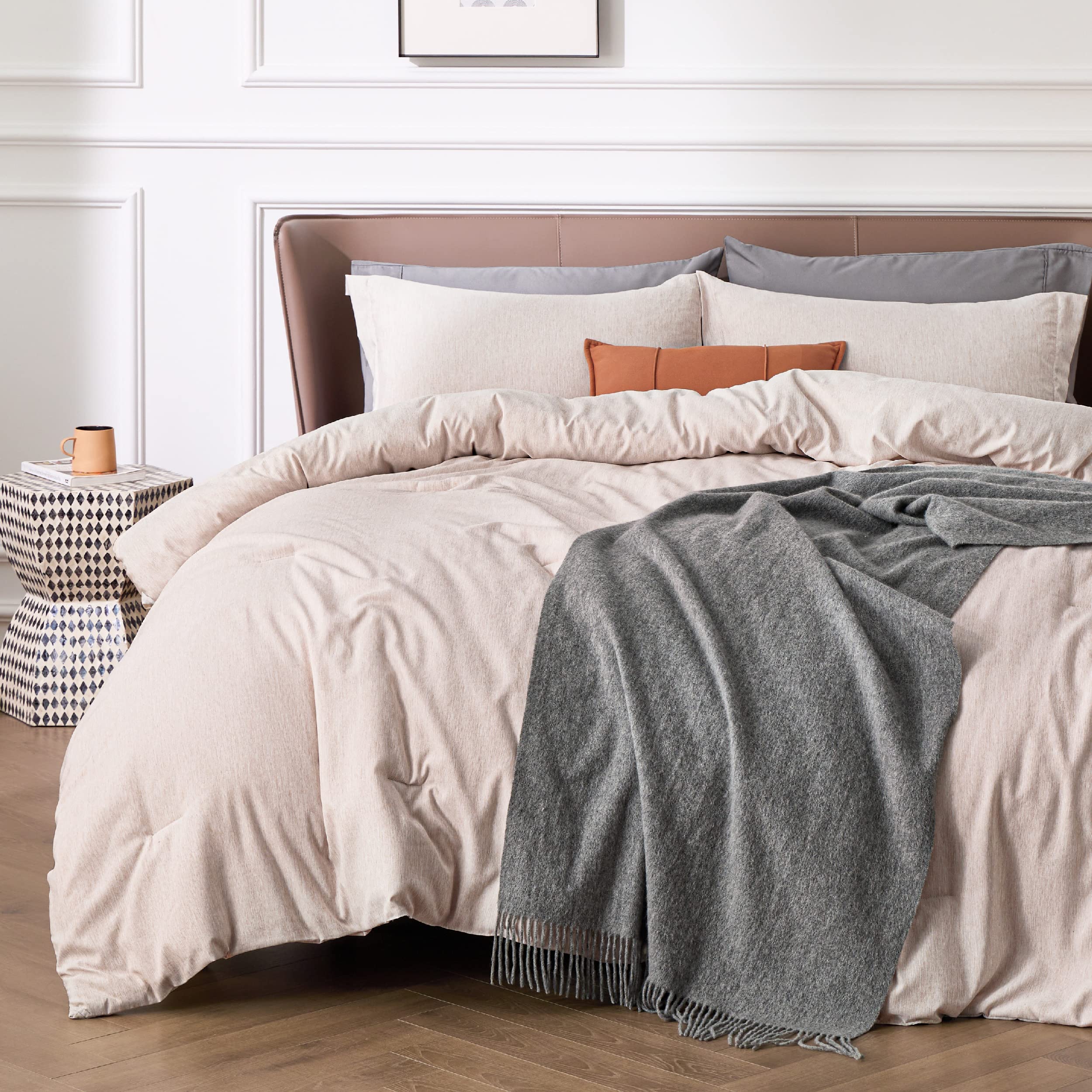 Bedsure Taupe Queen Comforter Set - 3 Piece Soft Cationic Dye Comforter with 2 Pillow Shams, 88x88 Inches, Queen/Full Size Bedding for Cozy Sleep & Stylish Bedroom Decor