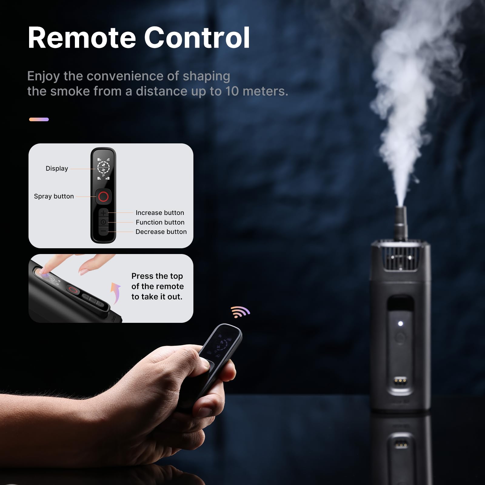 JUSMO FM01 Portable Smoke Machine - Battery Powered Handheld Fogger with Remote Control for Photography, Videography & Special Effects | Indoor & Outdoor Use for Parties, Concerts, Halloween & Film Production