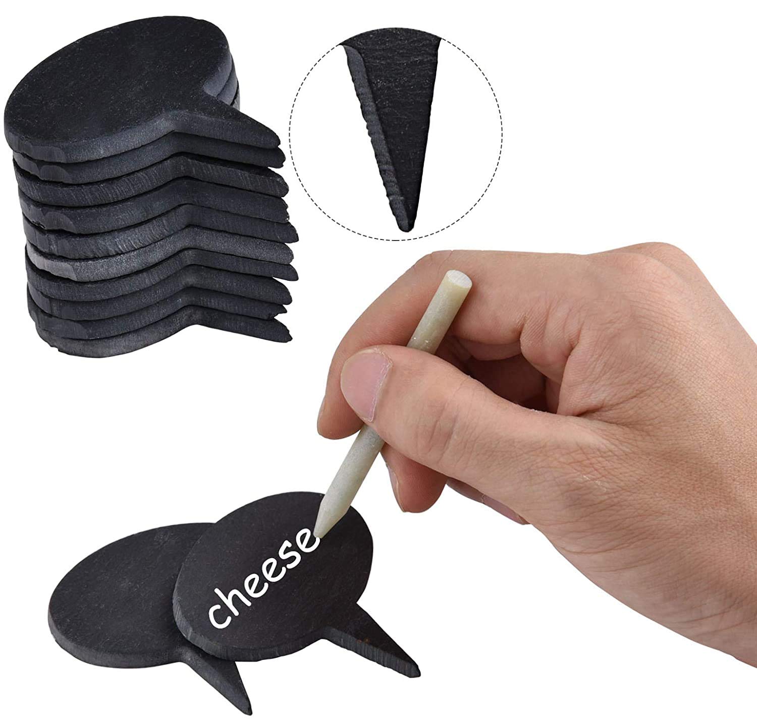 10Pcs Slate Cheese Markers with Chalkboard Labels & Drawstring Bags - Reusable Cheese Signs for Charcuterie Boards, Perfect for Weddings, Birthday Parties, Cocktail Events, Christmas Dinners & Home Entertaining