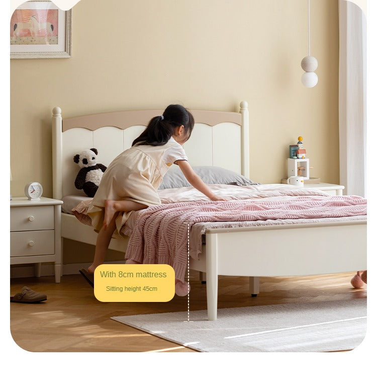 Modern Poplar Solid Wood Kids Bed - Sturdy, Safe & Eco-Friendly for Boys & Girls Bedroom, Nursery or Guest Room