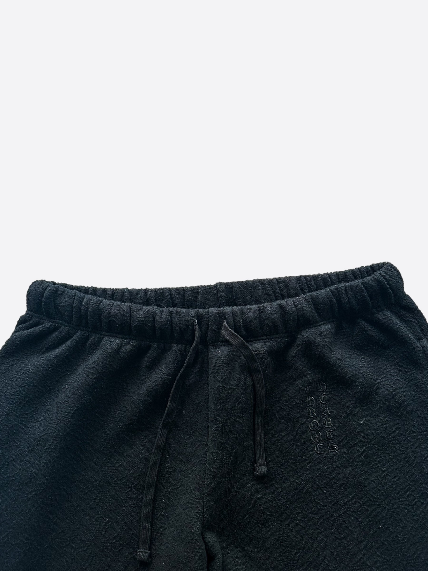 Chrome Hearts Black Cross Jacquard Sweatpants for Men - Gothic Streetwear Fashion Sweatpants with Embroidered Cross Design | Perfect for Casual Wear, Street Style & Lounge Outfits