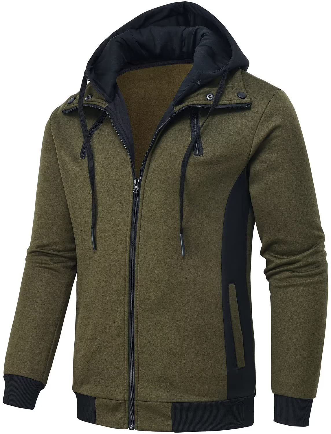 QPNGRP Men's Fleece Zipper Hoodie Jacket - Warm Winter Pullover for Outdoor Activities, Casual Wear & Gym