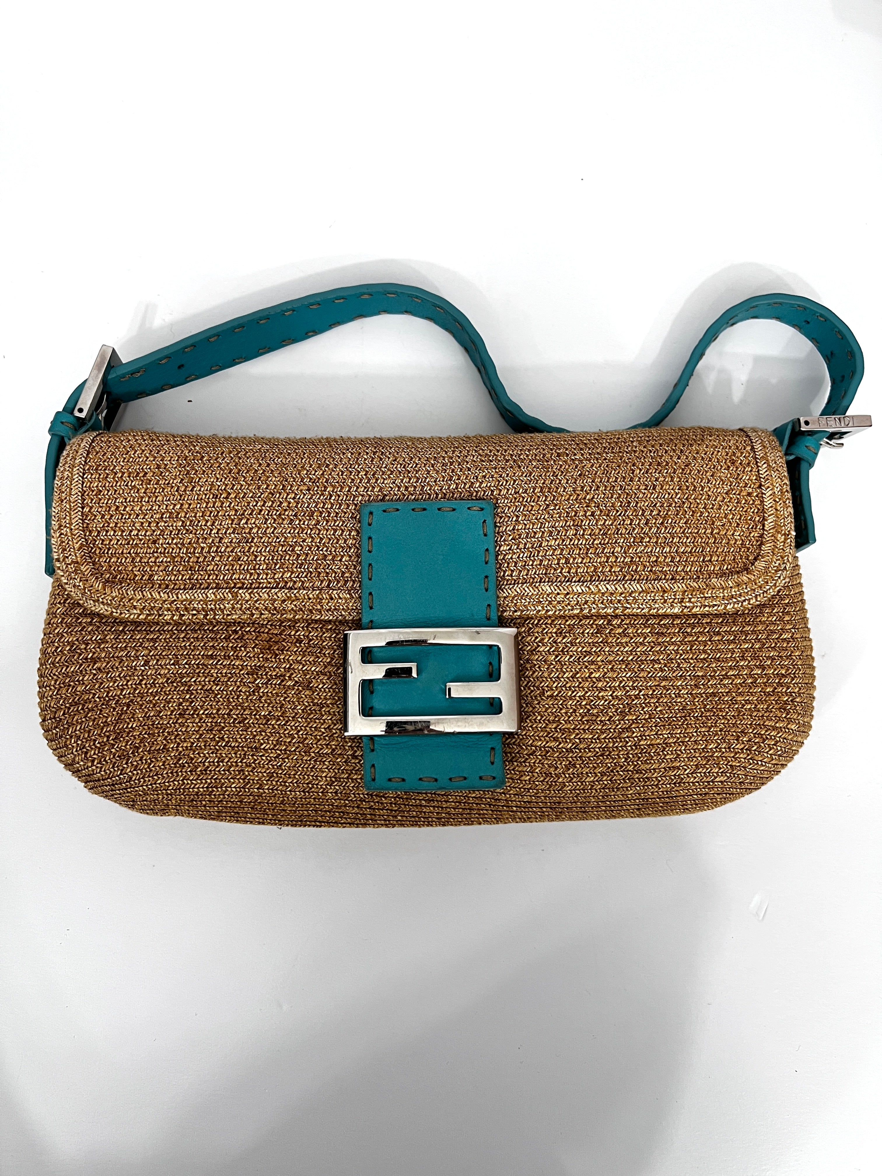 Authentic Pre-Owned Fendi Selleria Raffia Baguette Bag - Vintage Designer Handbag for Women | Perfect for Summer Outings, Beach Trips & Casual Chic Style