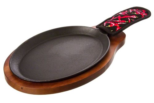 15-Piece Cast Iron Fajita Set with Wooden Serving Tray - Perfect for Sizzling Mexican Meals, Family Gatherings & Outdoor BBQs