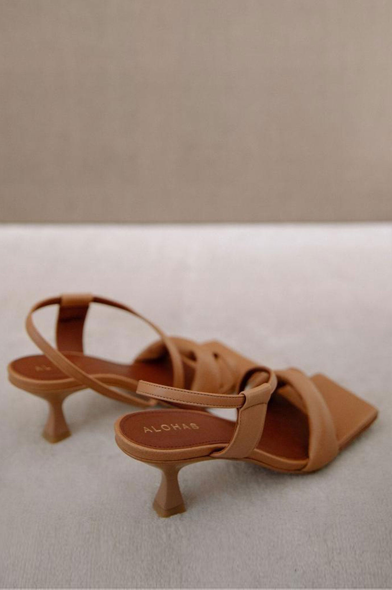 Women's Asymmetric Leather Sandals in Camel Color - Comfortable Boho Chic Slide Sandals for Summer Beach, Vacation and Casual Outfits