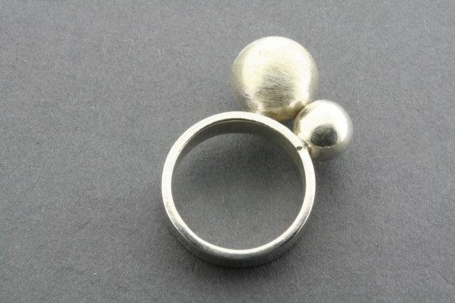 Scratched & Polished Line Ball Ring - Sterling Silver 925 Jewelry for Women, Trendy Minimalist Stackable Ring for Everyday Wear & Gift Giving