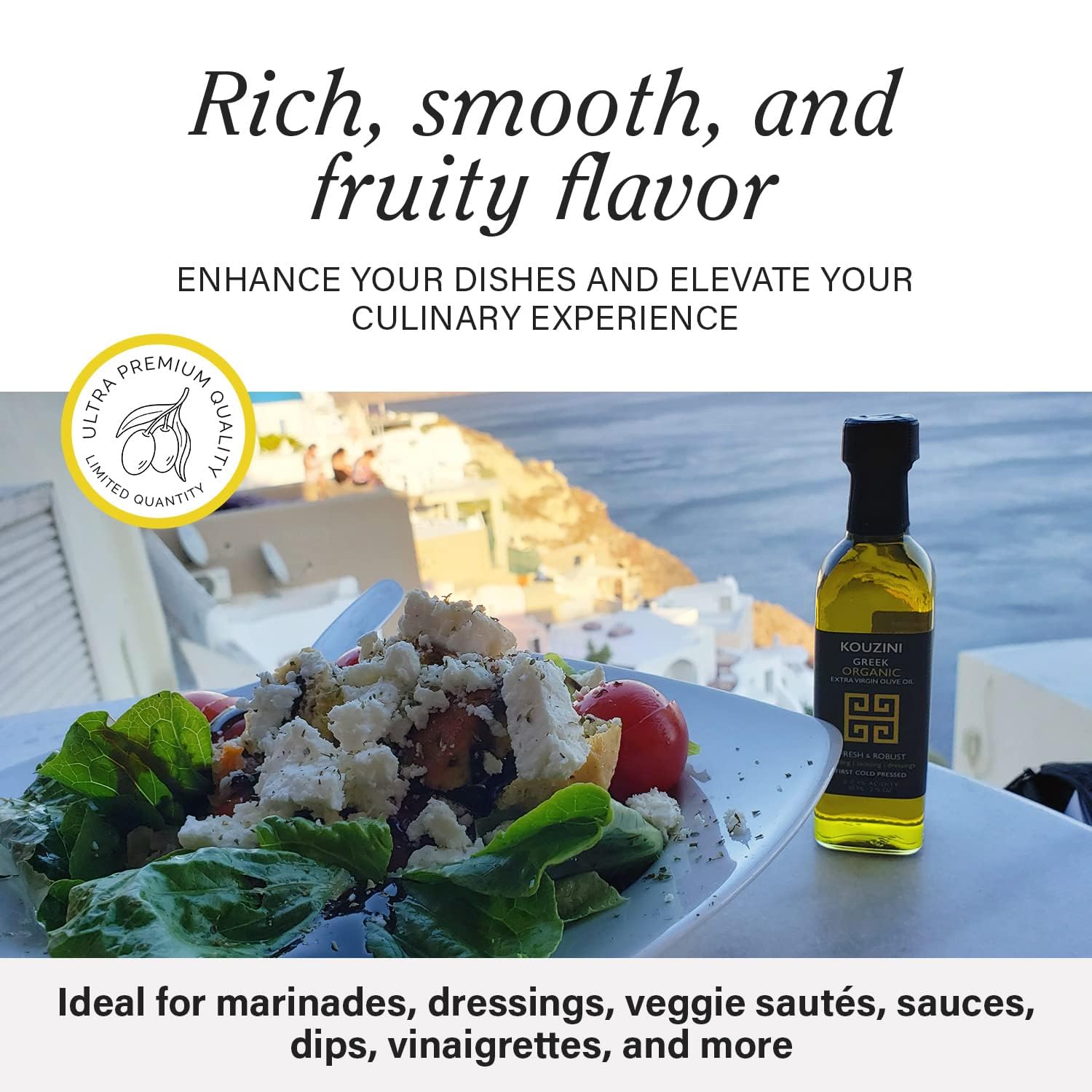 Premium Greek Extra Virgin Olive Oil & Balsamic Vinegar Gift Set - 2 Olive Oil Bottles + 3 Balsamic Vinegars (60ml Each) - Ideal for Salad Dressings, Gourmet Cooking & Kitchen Refills - Pack of 5