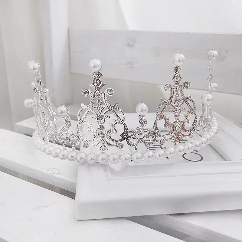 Elegant Silver Metal Pearl Cake Topper for Birthday & Wedding - Shining Crown Cake Decorations for Party, Anniversary & Special Celebrations