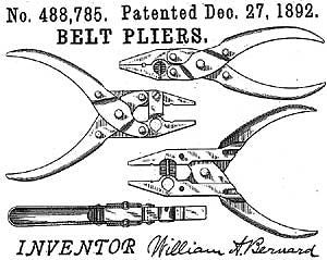 Vintage Bernard Belt Pliers with US Patent 488785 from 1891 - Antique Tool for Leatherworking, Blacksmithing & DIY Repairs