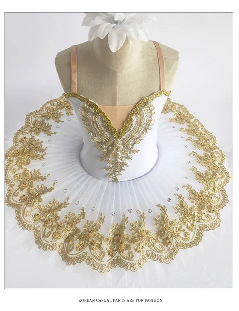 Professional Ballet Dress for Girls - Leotard Camisole with Skirt, Sequin & Lace Swan Lake Tutu Costume | Perfect for Dance Recitals, Ballet Performances & Princess Parties