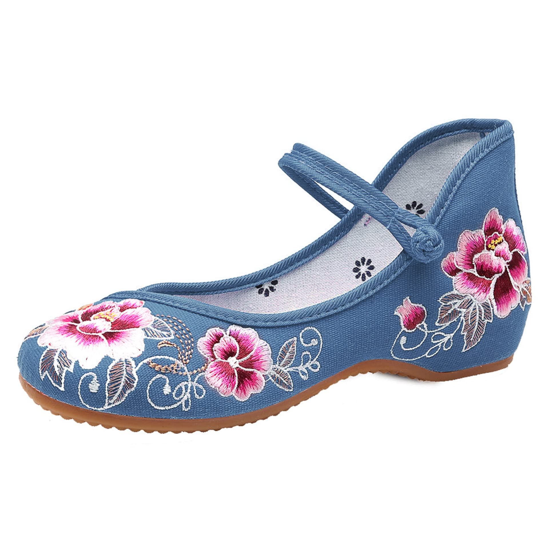 TN TANGNEST Women's Floral Embroidered Loafers - Comfortable Round Toe Ballet Flats for Casual Wear - Perfect for Office, Travel and Everyday Outfits