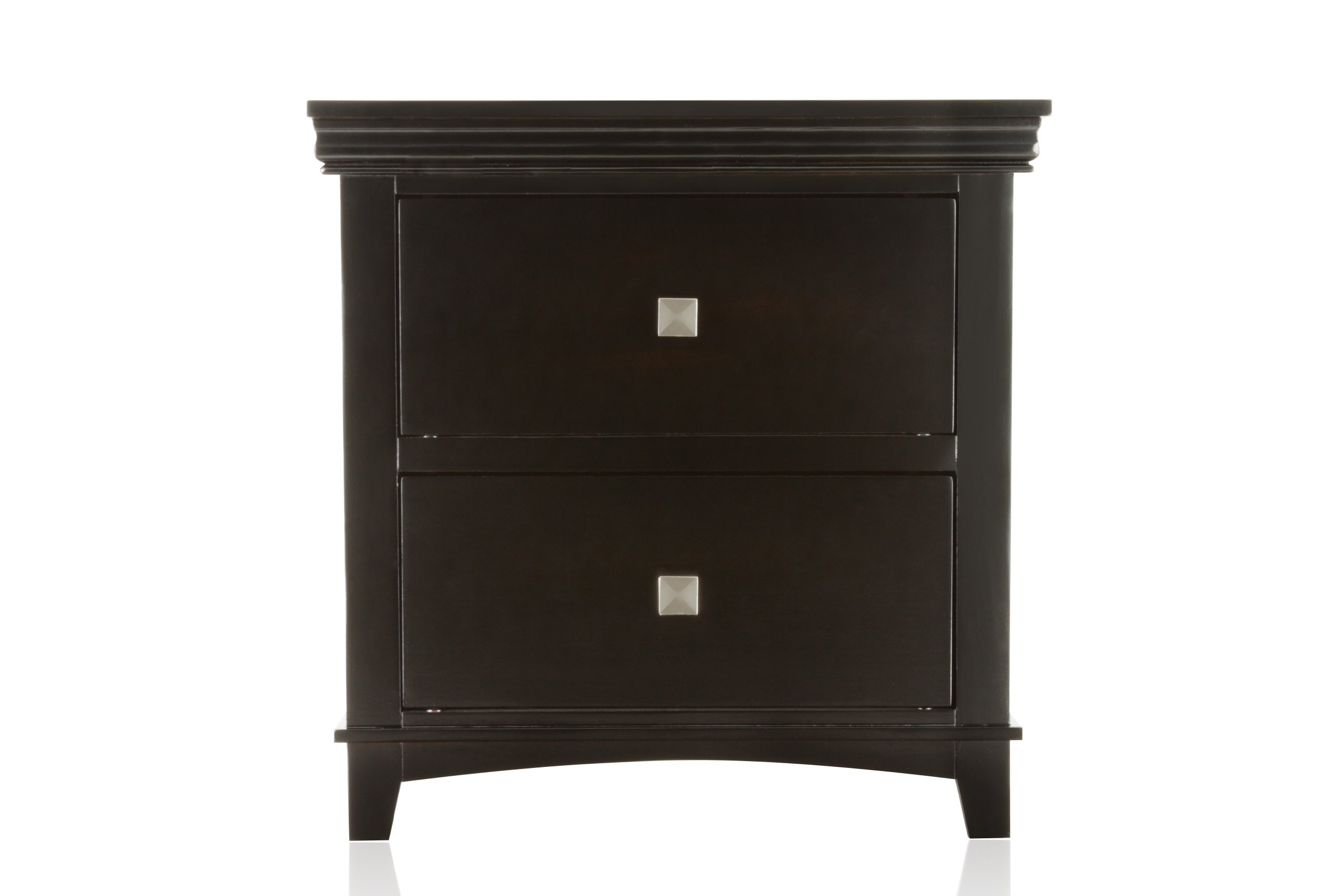 Furniture of America Pasha 2-Drawer Nightstand with Espresso Finish - Modern Bedside Table for Bedroom, Living Room & Guest Room Storage