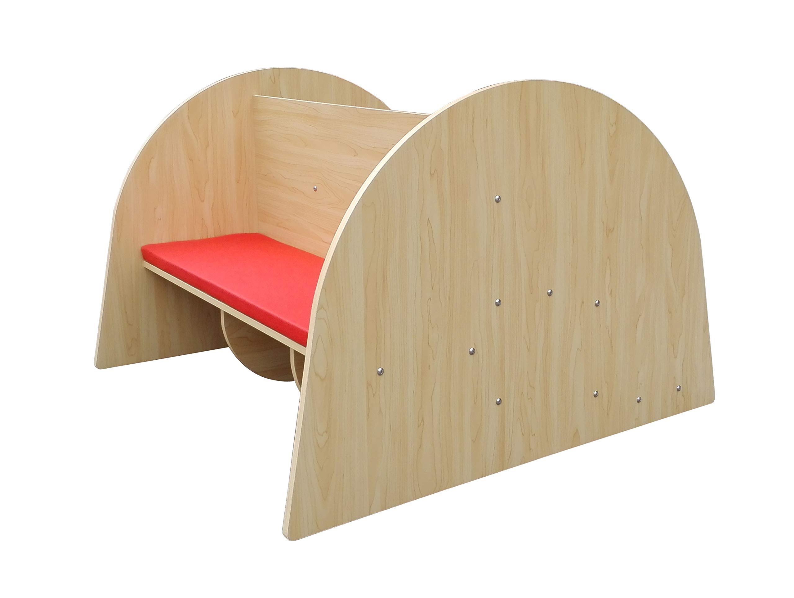 FixtureDisplays® Solid Wood Bookcase with Seat Cushion - Kids Bookshelf Bench with Storage, Natural Maple Finish - Perfect for Nursery, Playroom & Bedroom Organization