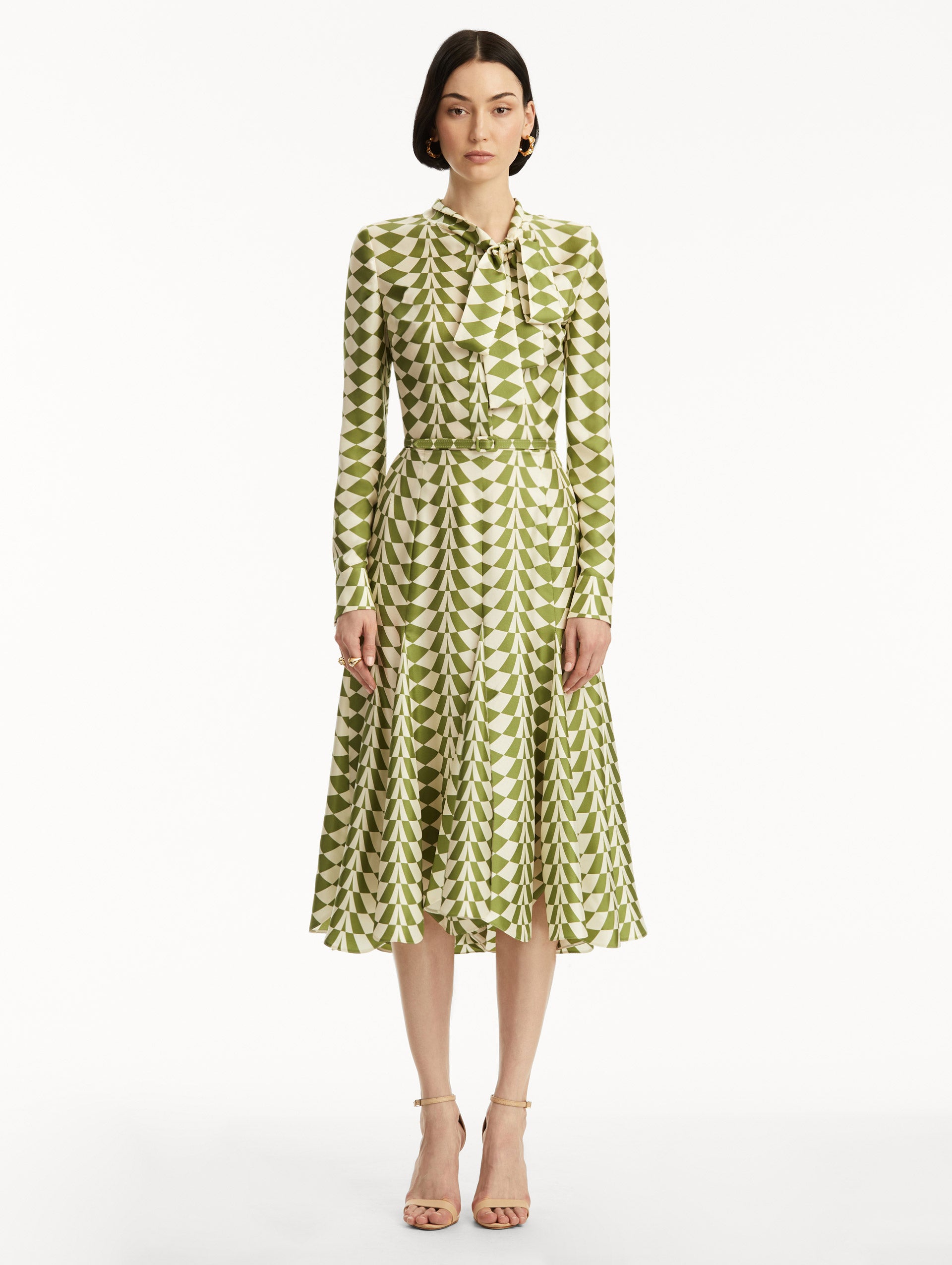 Elegant Geo Silk Twill Shirt Dress for Women | Flowy Summer Casual & Office Wear | Perfect for Work, Date Night & Vacation Outfits