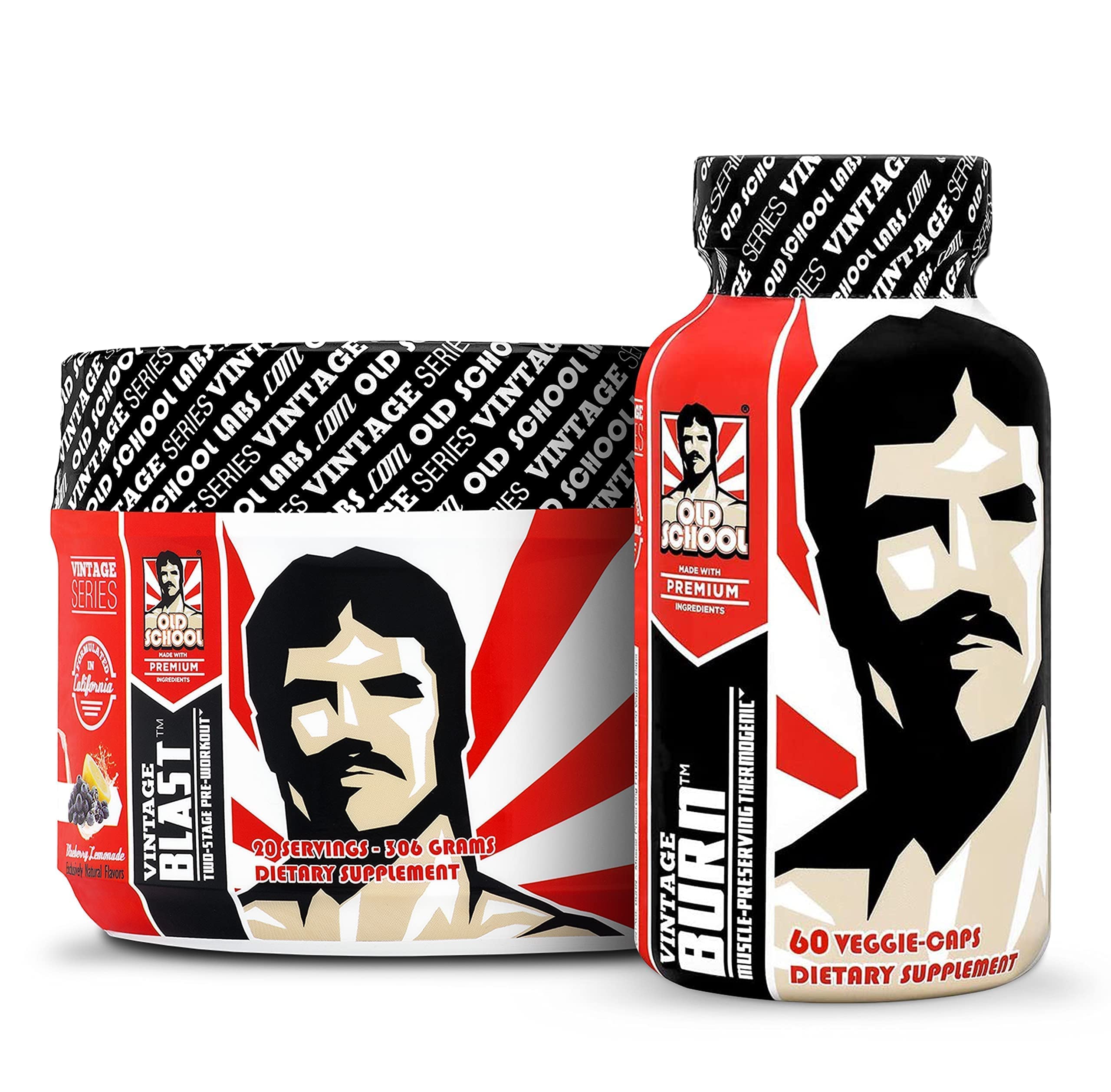 Old School Labs Vintage Blast & Vintage Burn - Premium Pre-Workout & Fat Burner Supplement for Men & Women | Boost Energy, Focus & Metabolism | Ideal for Gym, Weight Loss & Fitness Enthusiasts