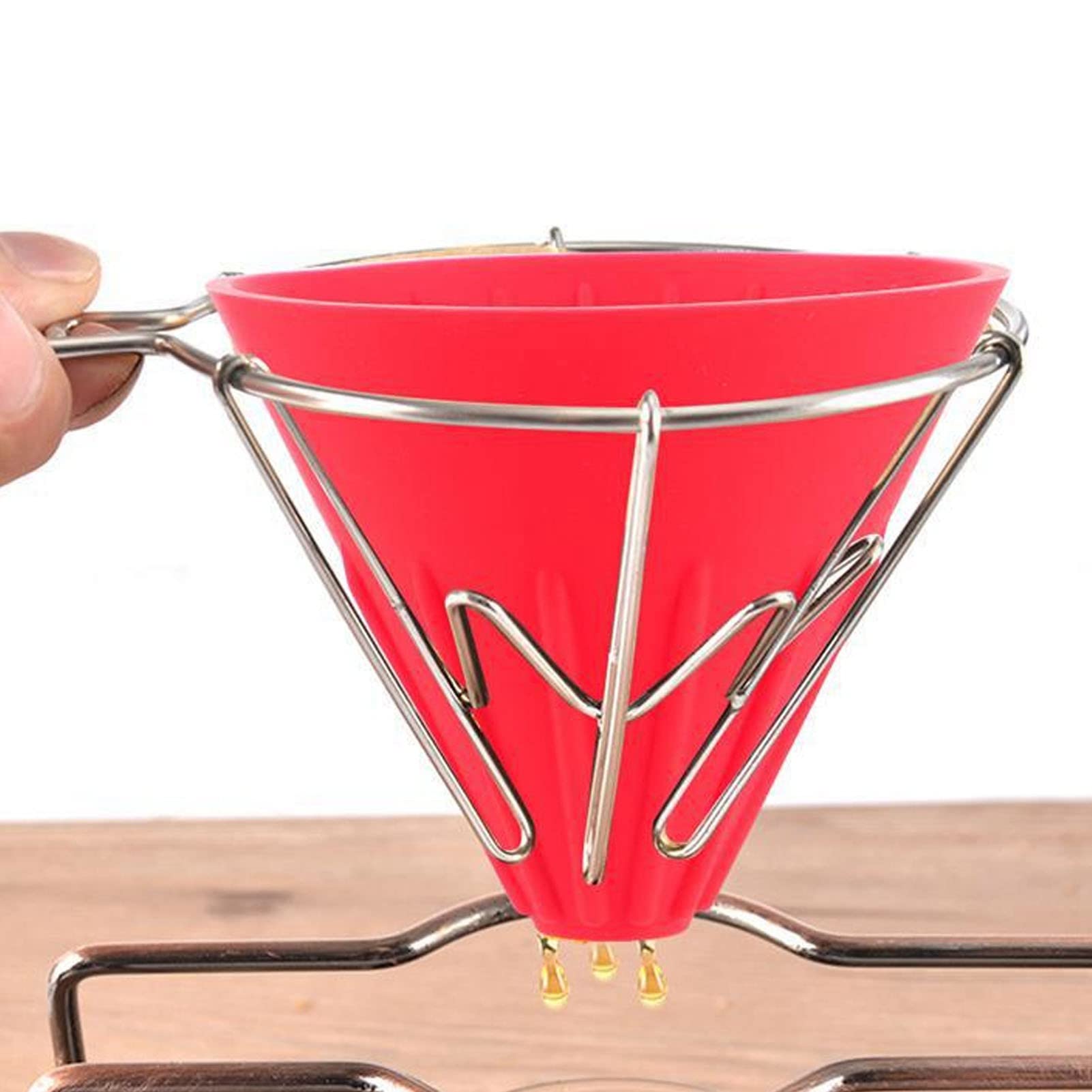 Pour Over Coffee Dripper - Silicone Portable Reusable Folding Coffee Filter for Travel, Camping, Office & Home | Perfect for Outdoor Adventures, Daily Brewing & Gifts (Red)