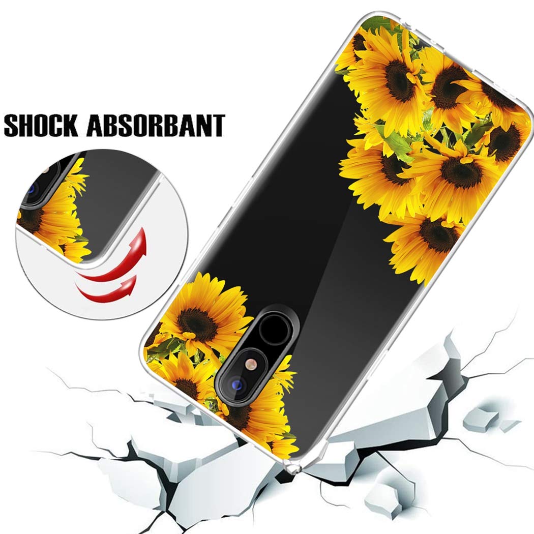 Compatible with LG Stylo 5/5V/5X/5 Plus Case - Cute Clear Sunflower Pattern Slim Shockproof TPU Protective Phone Cover for Women & Girls | Perfect for Everyday Use, School & Work Protection