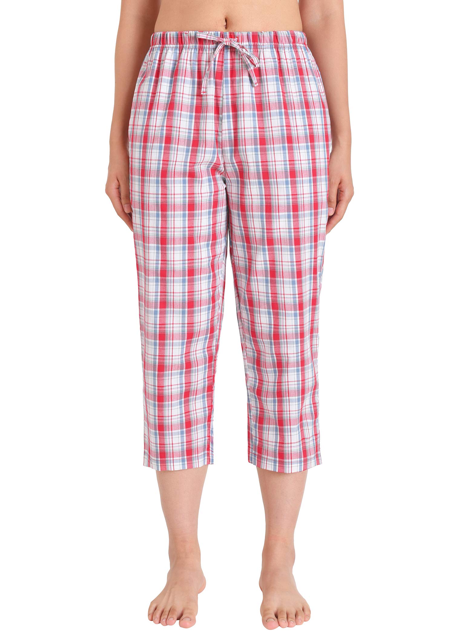 Women's Cotton Capri Pajama Pants with Pockets - Soft Lounge Pants for Sleep, Yoga & Relaxing at Home