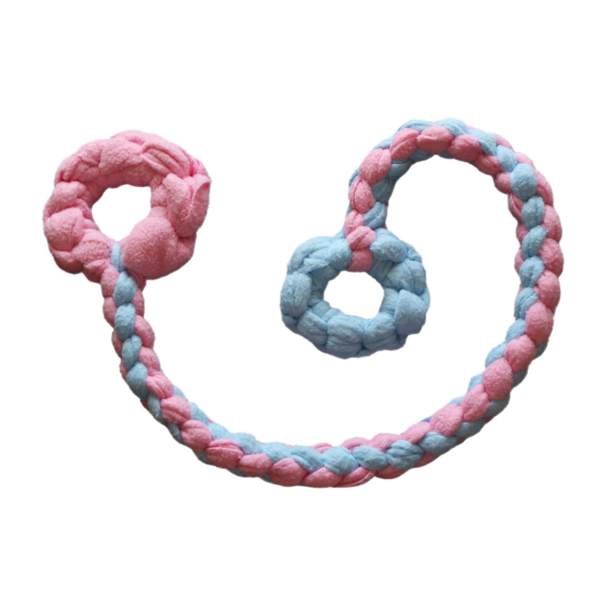 Baba&Nana Braided Fleece Dog Tug Toy with Ball - Durable Interactive Rope Toy for Large, Medium & Puppy Dogs (Blue/Pink) - Perfect for Tug of War, Fetch & Indoor/Outdoor Playtime