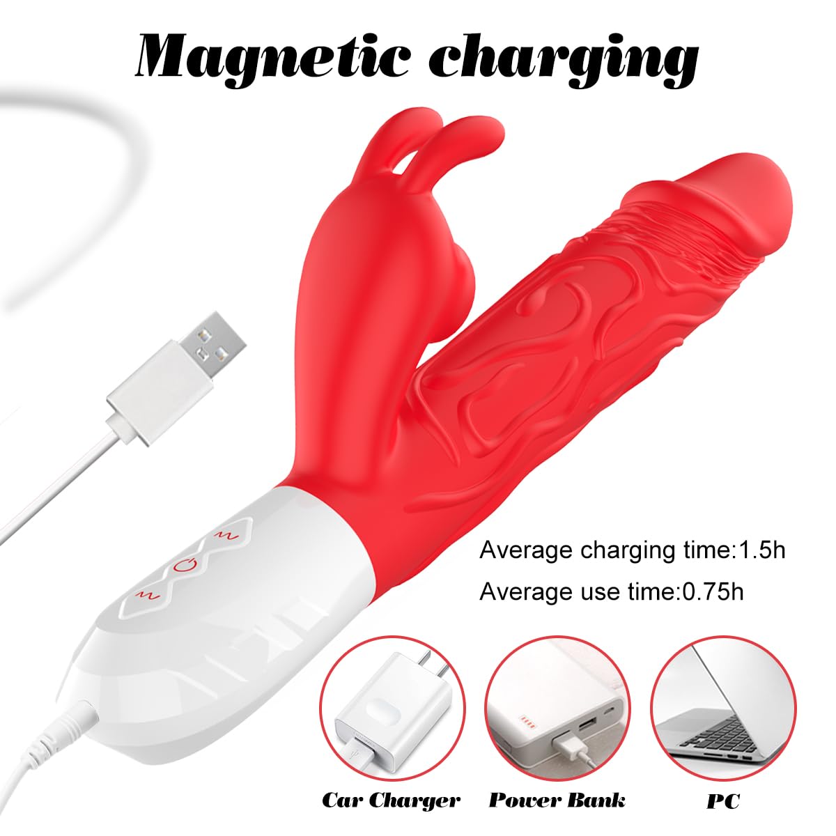 **10-Speed Thrusting Rabbit Vibrator for Women - G-Spot & Clitoral Stimulator with Flapping Vibration, 7 Thrusting Modes - Adult Sex Toy for Solo Play & Couples Pleasure**